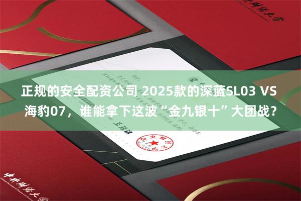 正规的安全配资公司 2025款的深蓝SL03 VS 海豹07，谁能拿下这波“金九银十”大团战？