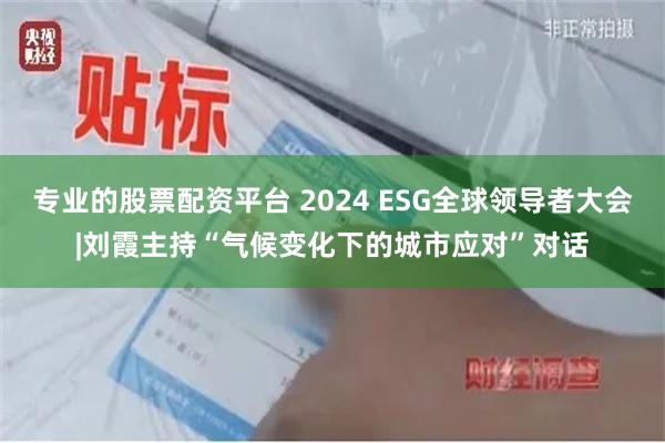 专业的股票配资平台 2024 ESG全球领导者大会|刘霞主持“气候变化下的城市应对”对话