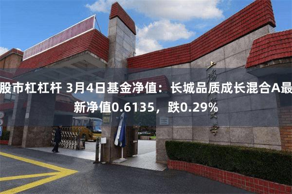 股市杠杠杆 3月4日基金净值：长城品质成长混合A最新净值0.6135，跌0.29%